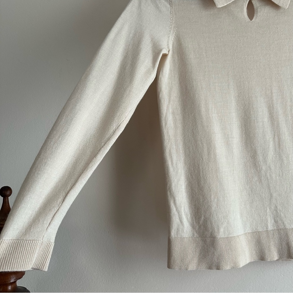 Massimo Dutti • Wool Lyocell Collared Keyhole Sweater‎ - Picture 4 of 6